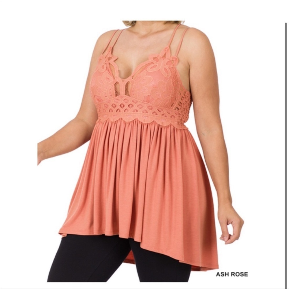 Plus Size Crochet Lace Cami Tunic Top